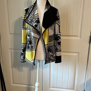 Frank Lyman Design Women's sz  8 Yellow and Black Grecian Print Jacket/ Blazer.
